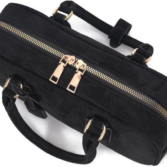 Luxury Faux Suede Shoulder Bag with Zipper Pockets - Perfect for Daily Use - Picture 4 of 9